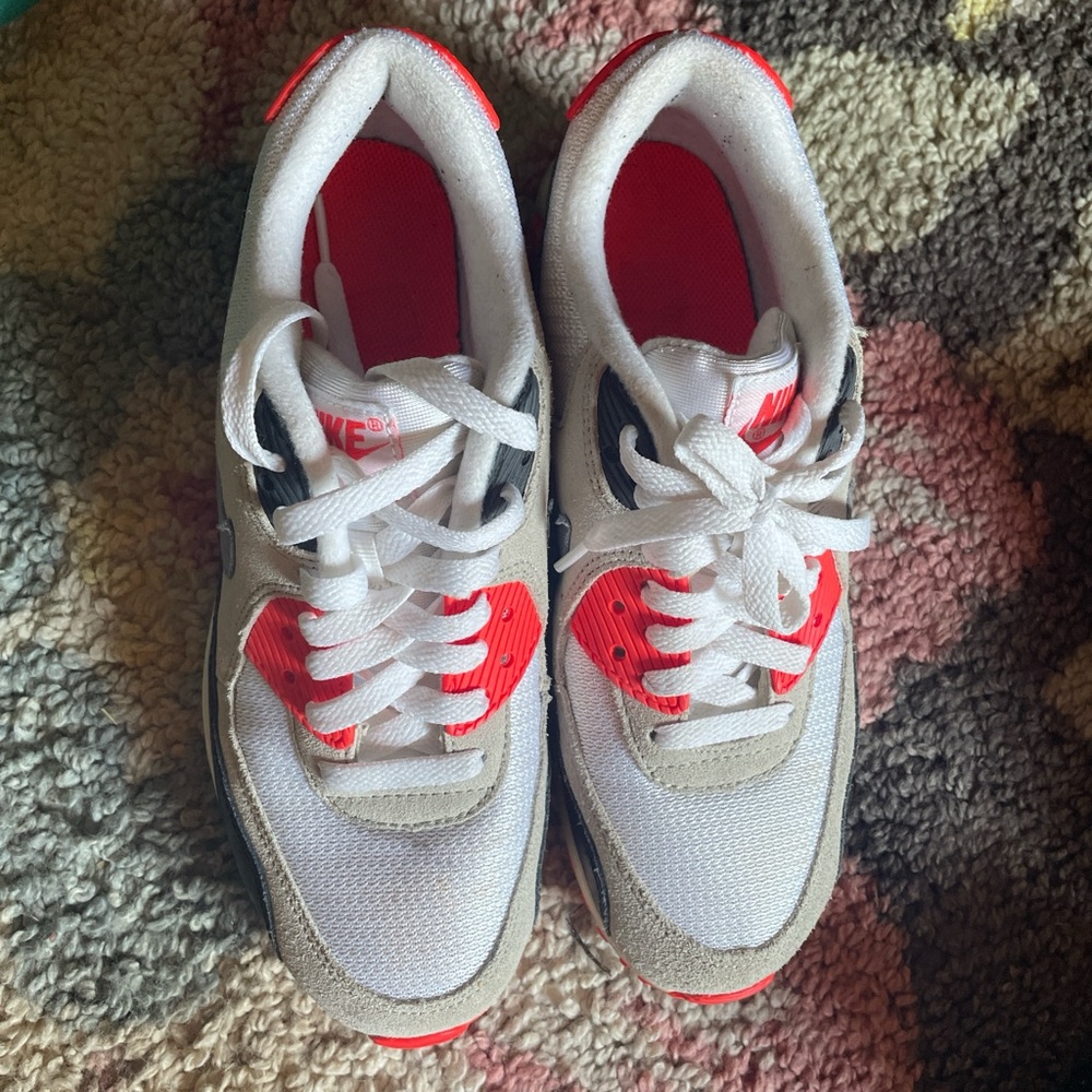 Nike Kids White and Bright Red Sneakers
